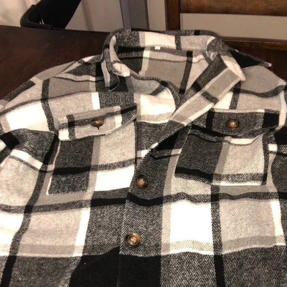 Plaid Button-Up Shirt Jacket - Picture 6 of 14